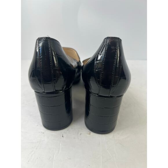 Liz Claiborne Melba Black Vegan Croc Embellished Block Heel  Slip On Pumps 11M - Picture 6 of 12